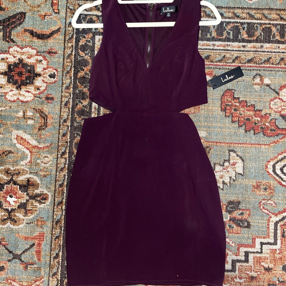 Side Cutout Eggplant dress